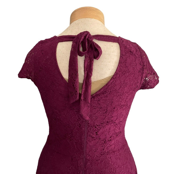 My Michelle Juniors Burgundy Lace Fit-and-Flare Dress Size 11 Open Back New - Picture 11 of 14